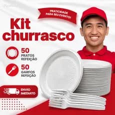 Kit Descartáveis Refeição 50 Pratos E 50 Garfos Total 100 UND