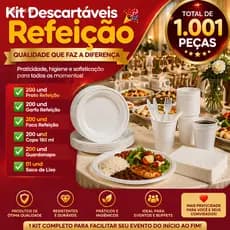 kit Descartáveis Refeição Pratos Garfos Facas Copos Guardanapos 1.001 peças/2