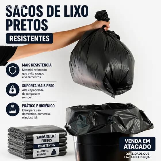 Saco de Lixo Resistente com 100 unidades Frete Grátis Direto da Fabrica
