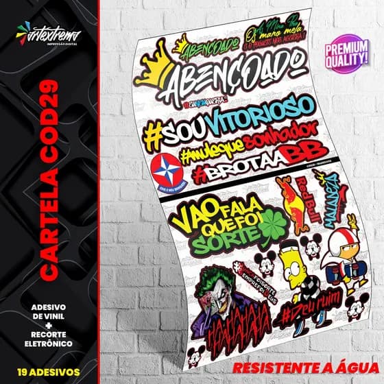 Cartela De Adesivos - COD29 - Carro - Moto - Caminhão - Bike - Stickers - Diversos