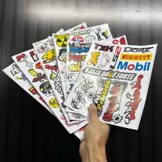 KIT 110 ADESIVOS GRANDES VINIL VARIADOS CARRO  MOTO  CAMINHÃO  BIKE- STICKERS  DIVERSOS 6 CARTELAS