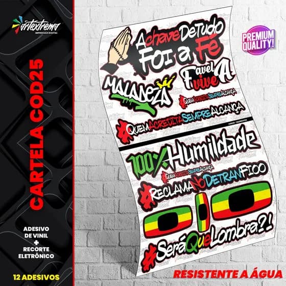 Cartela De Adesivos - COD25 - Carro - Moto - Caminhão - Bike - Stickers - Diversos