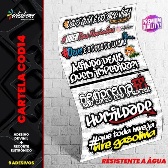 Cartela De Adesivos - COD14 - Carro - Moto - Caminhão - Bike - Stickers - Diversos