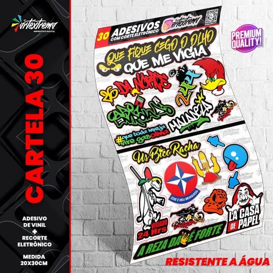 Cartela De Adesivos - REF 30 - Carro - Moto - Caminhão - Bike - Stickers - Diversos