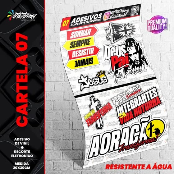 Cartela De Adesivos - REF 07 - Carro - Moto - Caminhão - Bike - Stickers - Diversos