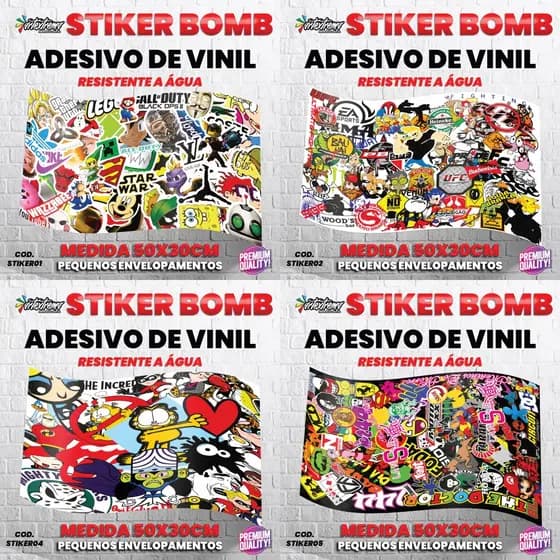 ADESIVO GRANDE 50x30cm Sticker Bomb Tuning Carro Moto Caminhão Bike Diversos Envelopamento Plotagem