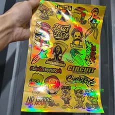 Kit 20 Adesivos Holográficos Ouro 20x30cm – Resistente à Água para Moto e Carro
