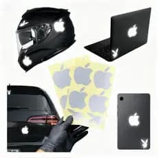 Kit Adesivos Refletivos Apple Maçã Playboy Brilha à Noite Capacete Moto, Carro, Notebook, Paralama