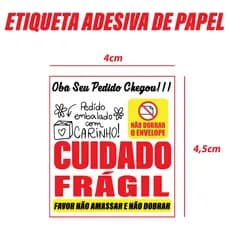 Etiqueta Adesiva Selo Cuidado Frágil 4x4,5cm