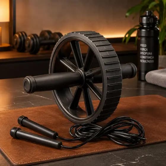 Roda Abdominal + Corda de Pular – Treino Funcional e CrossFit, Treine em Casa – Oferta Imperdível Envio Imediato