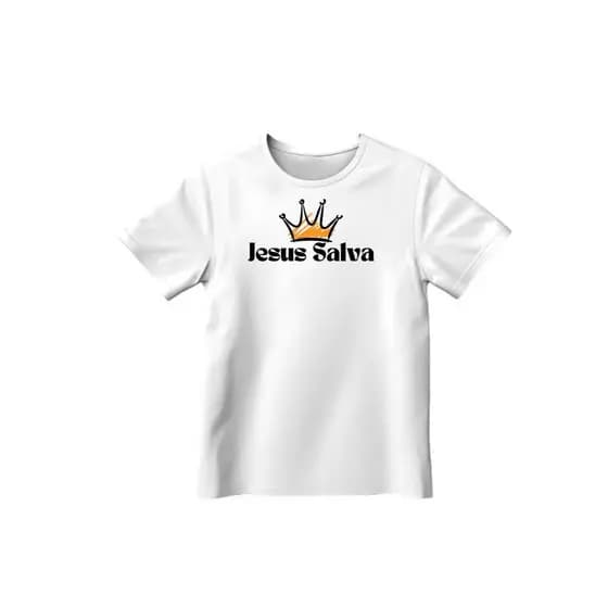 Camiseta Infantil Religiosa Blusa 100% Algodão Jesus Salva Camisa Unissex Lançamento