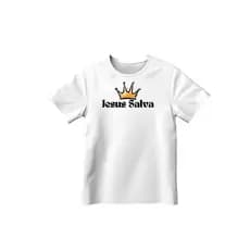Camiseta Infantil Religiosa Blusa 100% Algodão Jesus Salva Camisa Unissex Lançamento
