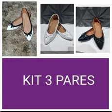 SAPATILHA FEMININA COM LACINHO KIT 3 PARES