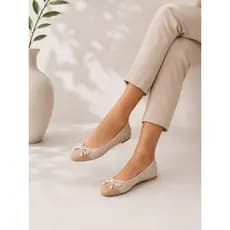 Sapatilha feminina Renata bico redondo trisse com laço moda evangélica estilo casual dia a dia.