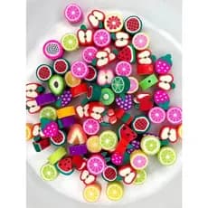 Missangas Fimo Colorido Frutinhas Diy P/ Pulseiras - 50 Un