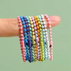 50/100 correntes de bolas com etiquetas de canoa 10cm, chaveiros coloridos, cores disponíveis