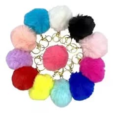 Chaveiro com Pingente de Bola Pompom Pelúcia Replica De Coelho 8cm escolha sua cor