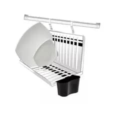 Escorredor De Louca Aço Inox Parede Dobrável 12 Pratos Porta Talher Barra 40 cm Suporte Pratos
