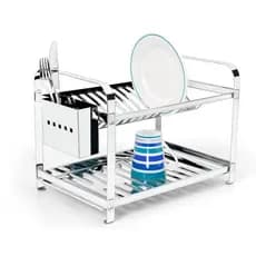 Escorredor de louça inox para 16 pratos com porta talher inox
