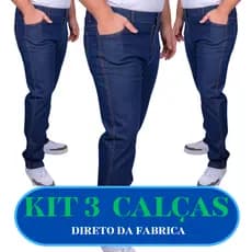 kit 3 Calça Jeans Masculina com Elastano para Trabalho Plus size Tradicional