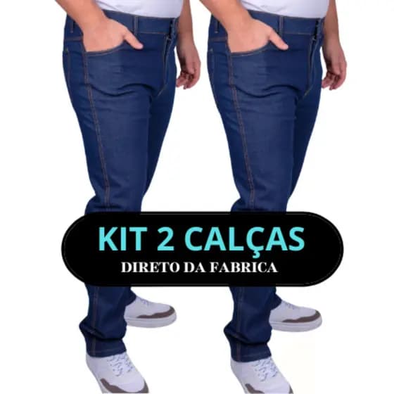 Kit 2 Calça Jeans Masculina Premium  com Elastano para Trabalho Plus Size