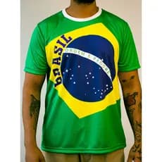 Camiseta Brasil Masculina Gola Redonda Poliéster  Plus Size G1 ao G5
