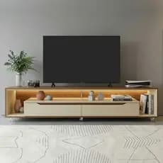 Rack para Sala com Led e Rodízios P/Tv 70 Polegadas 220cm Loop - Olivar Móveis