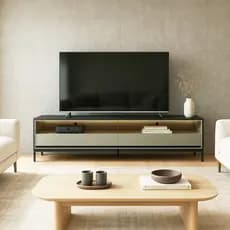 Rack Industrial Fusion para TV até 65" 2 Gavetas 180cm com Iluminação em Led - Olivar Móveis