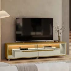 Rack com Led para Tvs até 70 polegadas 180 com Rodízios Loop Sala Moderna