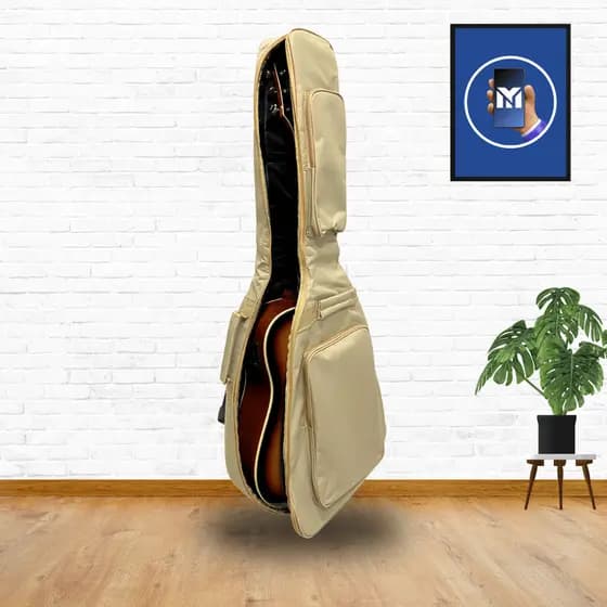 Capa De Violão Folk Bege Acolchoada Modelo Luxo Bag