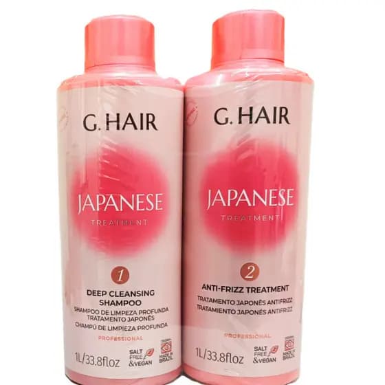 Kit Escova Alisadora G Hair Tratamento Japonês Profissional 2x1L
