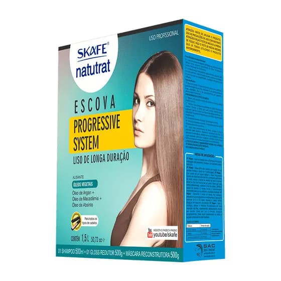 Kit Skafe Natutrat Escova Alisadora System 1,5L Todos os Tipos de Cabelos