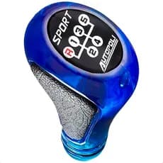 Bola manopla Câmbio 5m Ré Frente Esquerda Transparente com Led Azul fixação por encaixe
