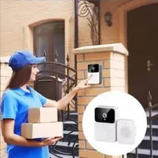 Campainha Com Câmera Vídeo Porteiro Sem Fio Wi-Fi HD Inteligente Smart Home Recarregável