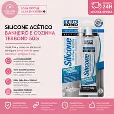 Adesivo Cola Vedante Silicone Acético Transparente 50g Bisnaga Uso Geral TEKBOND