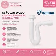 Sifão Sanfonado Extensivo Universal Branco - Pia Cuba Tanque