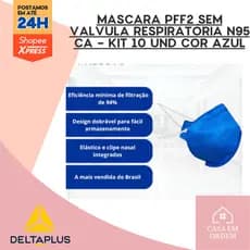 Mascara Pff2 Sem Válvula Respiratória N95 Ca - Kit 10 Und Cor Azul