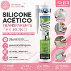 Silicone Transparente Acético Construção Tekbond 256g /270ml. Silicone Acetico Incolor 256gr Tekbond