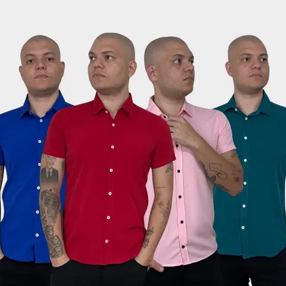 Blusa Social Elastano Masculina Premium Microleve Elegante Slim Fit Casual Masculina