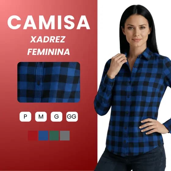 Camisa Social Xadrez Manga Longa Camisa Feminina Social Flanela Blusa Social Feminina Xadrez