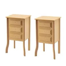 Kit 2 criados apartamentos 3 Gavetas Madeira cabeceira de cama enfeite Mdf Cru Festa