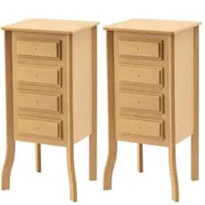 Kit 2 Criado 4 Gavetas Madeira Decoração Enfeite Mdf Cru AP