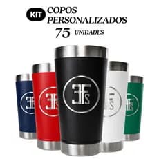 Kit 75 Copos Térmicos Personalizados Logo Time Nome