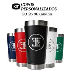 Kit 20, 25, 30 Copos Térmicos Personalizados Logo Time Nome