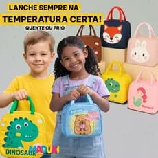 Lancheira Térmica Premium Infantil Bolsa Fofa Escolar com Alça Menino Menina Capivara