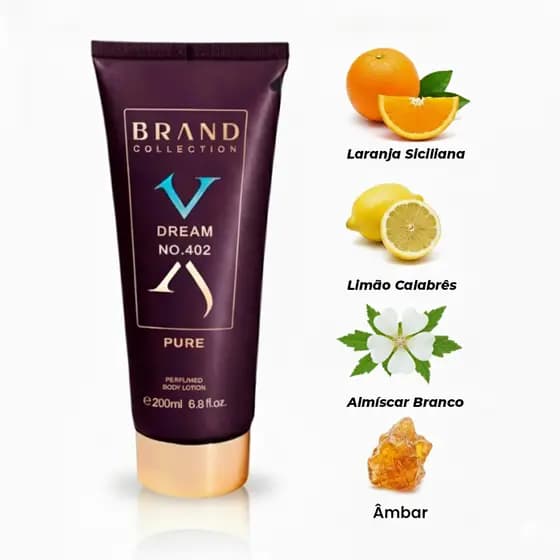 Creme Hidratante Loção Corporal Perfumado p/ Pele Cheiroso Brand Collection 402 PURE  200ml