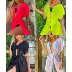 Kimono feminino saída de praia curta verão linda para fotografar seca rápido
