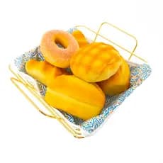 Cesta Pão Fruteira Dourado Aramado Metal Alça Com Forro