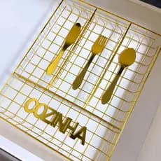 Porta Talheres Gaveta Aramado Dourado Colher Garfo Faca Cozinha