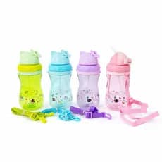 Garrafinha Infantil Com Alça Água Canudo Squeeze Fofa Gato 400ml